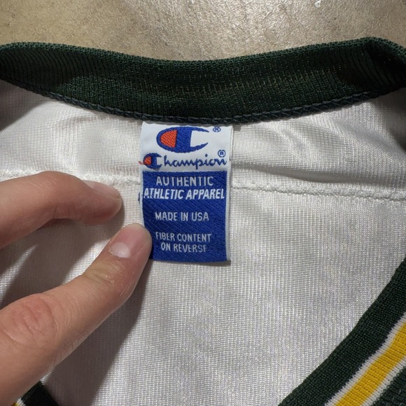 Vintage Green Bay Packers Jersey Youth Large White Green NFL Football Favre 90s - Picture 3 of 4